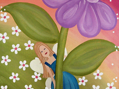 Hide & Seek Fairy 2004 childrens art fairy flower girl kids art samantha shirley two little witches art