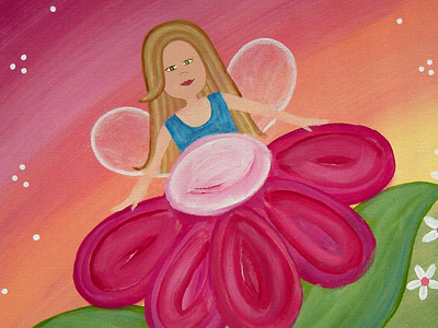 Peek A Boo Fairy 2004 childrens art fairy flower girl kids art samantha shirley two little witches art