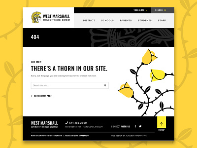 West Marshall 404 404 error 404 error page roses school school website thorns website