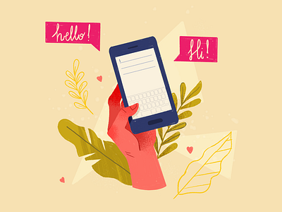 contact app contact contact us email hand hello illustration illustrator mail phone