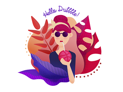 First debut shot coconut debut drinking first shot girl hello dribbble illustration invitation vector