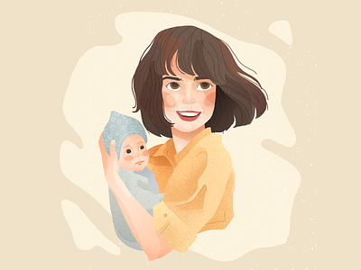 mother with child baby child family illustration mother portrait woman