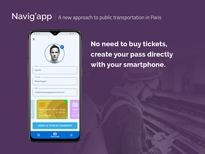 [UXC5] Navig'app : Create a pass android app app concept card concept app experience mobile nfc paris pass public transportation subway ticketing ui ux