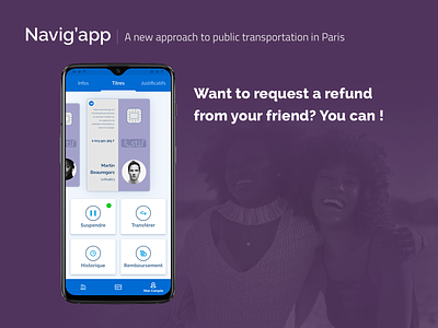 [UXC5] Navig'app : Ask for refund android app app concept card concept app design experience mobile navigo nfc paris pass public transportation refund subway ui ux