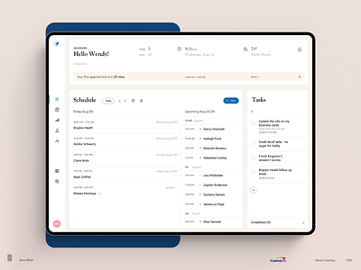 Money Coach - Dashboard booking calendar clean ui dashboad dashboard design dashboard ui human ipad product design soft tasks ui ux