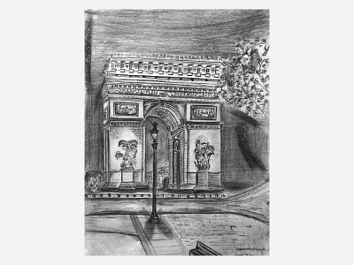 Paris Arc de triomphe - pencil sketch on paper arc de triomphe architecture france paris pencil pencil sketch sketch sketchbook