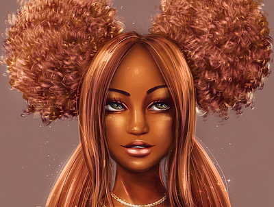 zene zine - Shana black character curly hair digital art girl original character reignbowartools semi realism
