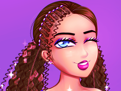 Braidy Zeza braids curly hair cute digital art girl illustration kawaii original character reignbowartools zene zine