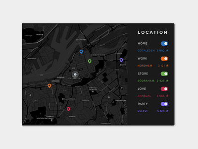 Daily UI - Location Tracker app dailyui dark design location pins tracker ui ux web