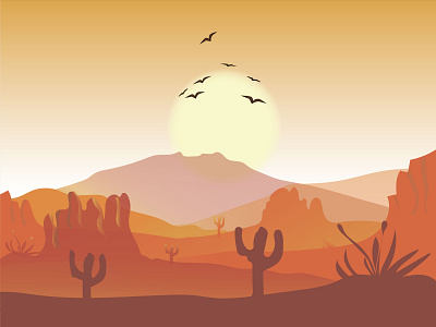 Sunrise in the desert graphic design illustration лайк пустыня