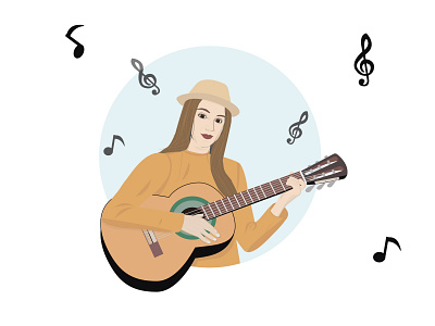 Девушка с гитарой graphic design illustration девушка лайк
