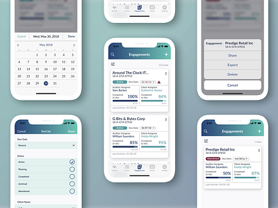 Audit APP Engagements View audit app dashboard ios sketch