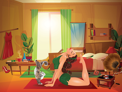 Yoga at home-1 animation design graphic design illustration motion graphics