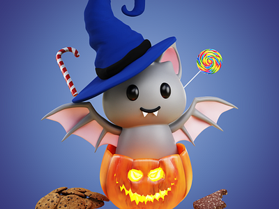 Cute Bat Trick or Treat Happy Halloween