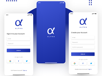 Splash , Sign in and Sign up page UI concept for Mobile App app appui branding design graphic design illustration iosandroidui logo typography ui uix suchip ux vector