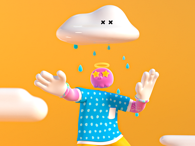 Local light rain 3d c4d illustration