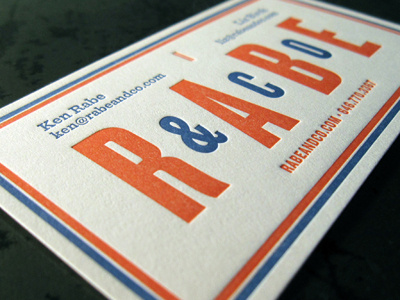 Rabe & Co Card blue business card letterpress red type typography