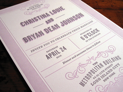 CL & BDJ Invite design gray invitation invite letterpress pink type typography wedding