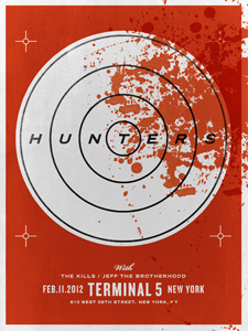 Hunters / The Kills / Jeff The Brotherhood black blood nyc poster red rock target type