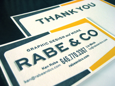 Rabe & Co Cards business card gold gray letterpress thank you card