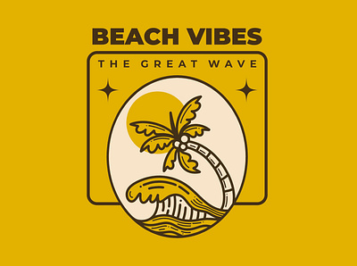 Great wave beach adipra std adpr std art logo element illustration vintage art