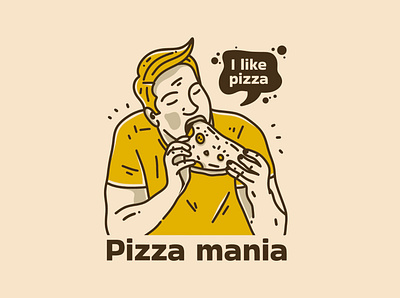 Eating pizza adipra std adpr std art logo branding character design illustration logo vector vintage art