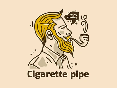 Smoking using a pipe adipra std adpr std art logo branding design illustration logo set vector vintage art