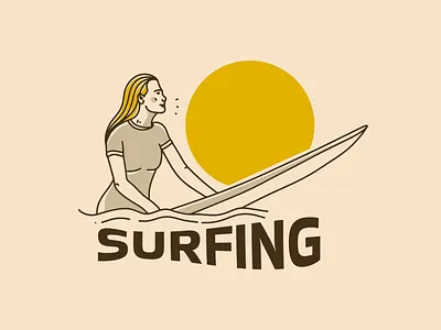 Surfing girl adipra std adpr std art logo branding design illustration logo ocean ui vector vintage art