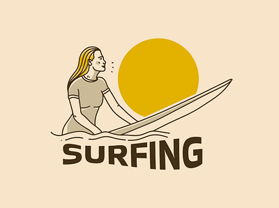 Surfing girl adipra std adpr std art logo branding design illustration logo ocean ui vector vintage art