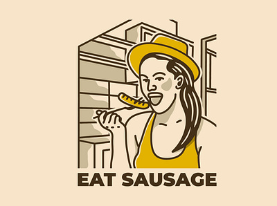 Eat sausage adipra std adpr std art logo branding bratwurst design illustration logo vector vintage art