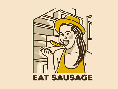 Eat sausage adipra std adpr std art logo branding bratwurst design illustration logo vector vintage art