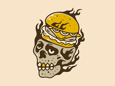 Burger skull adipra std adpr std art logo branding design illustration logo meal vector vintage art