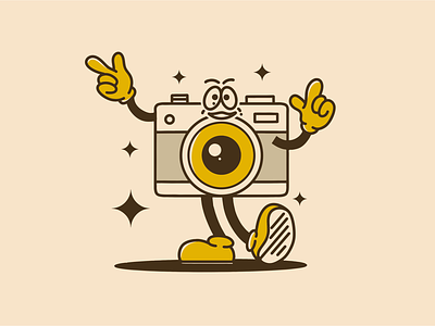 Take a selfie adipra std adpr std analog camera art logo branding camera illustration camera mascot design illustration logo take a selfie vector vintage art