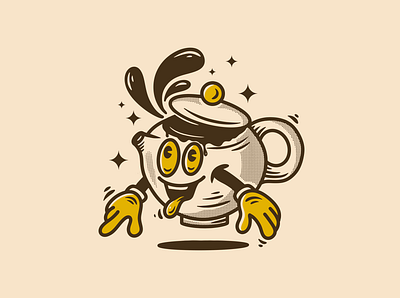 Teapot character adipra std adpr std art logo branding design funny illustration logo vector vintage art