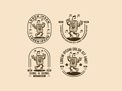 Singing and dance microphone badge adipra std adpr std art logo branding design illustration isolated logo vector vintage art
