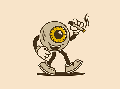 Smoking eyeball adipra std adpr std art logo branding design illustration logo monster vector vintage art
