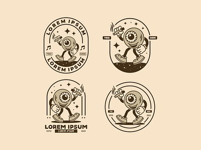 Smoking eyeball badge adipra std adpr std art logo design illustration imagination vector vintage art