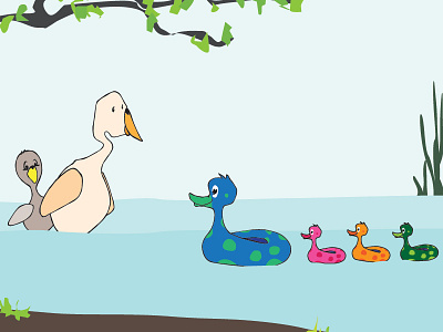 Dock Pond character ducks illustration kids pond