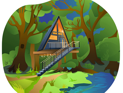 Tree house illustration graphic design illustration typography vector