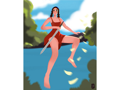 warrior character design digital painting illustration