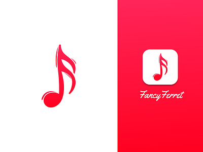 Fancy ferret music app logo design app branding crazy 4 designes design education logo graphic design illustration logo logo design modern logo design modern website design music app music logo design music mobile app music notes red icon design ui ui ux ux vector