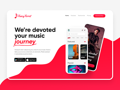 Fancy Ferret App landing page design