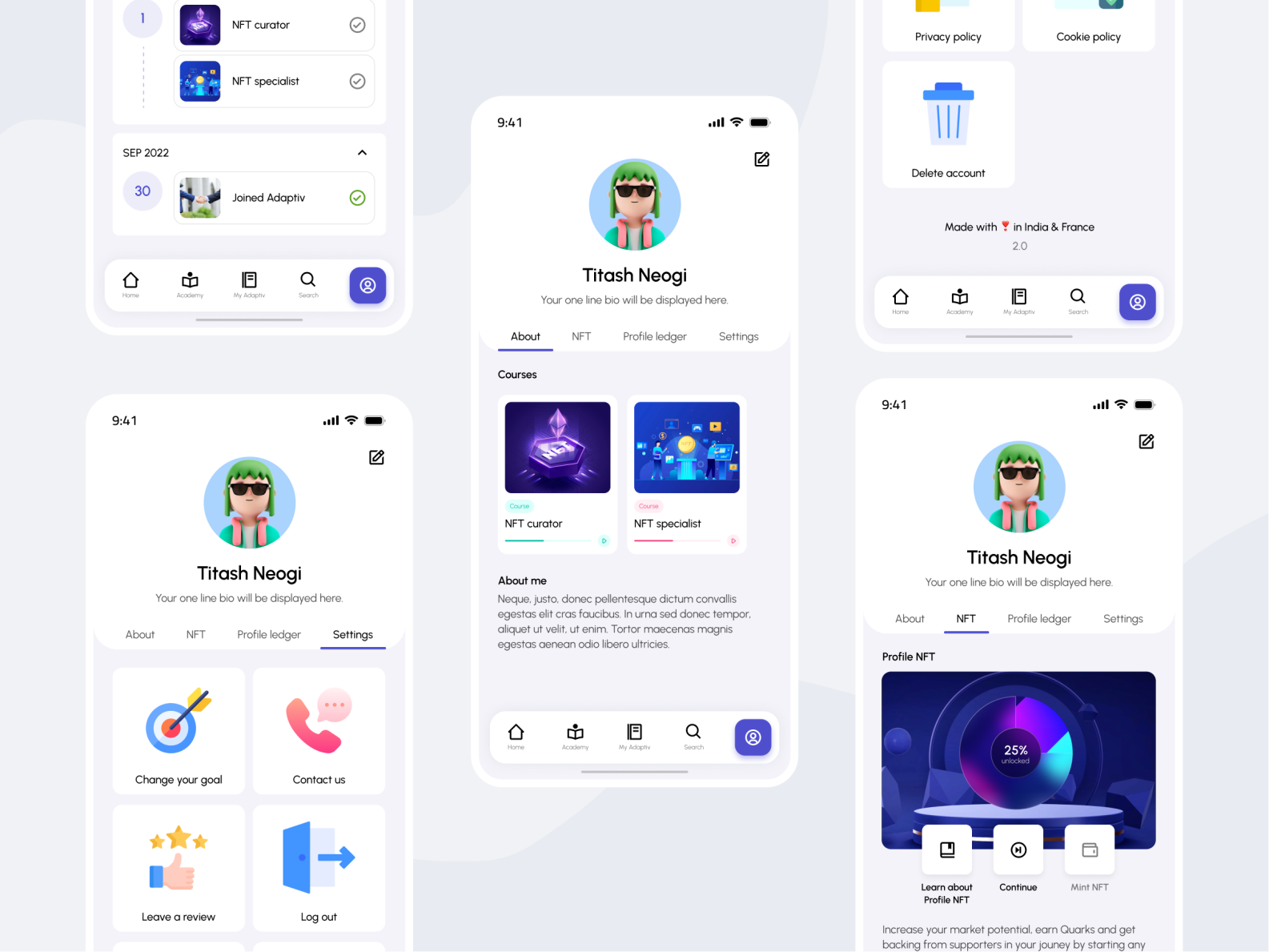 Adaptiv.me | profile screens by Harish Kumar on Dribbble