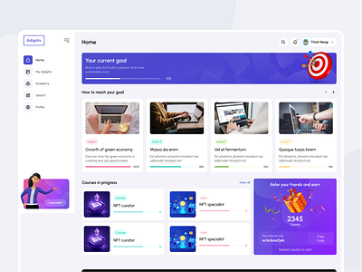 Adaptiv.me | Dashboard design adaptiv me app branding crazy4designes design education education dashboard education logo graphic design illustration logo mobile app design nft app target ui ui design ux vector