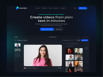 Text To Video Ai SAAS Product landing page 3d ai software text to video ai video generator animation app branding crazy 4 designes design graphic design harish kumar illustration logo motion graphics saas landing page typography ui ux vector