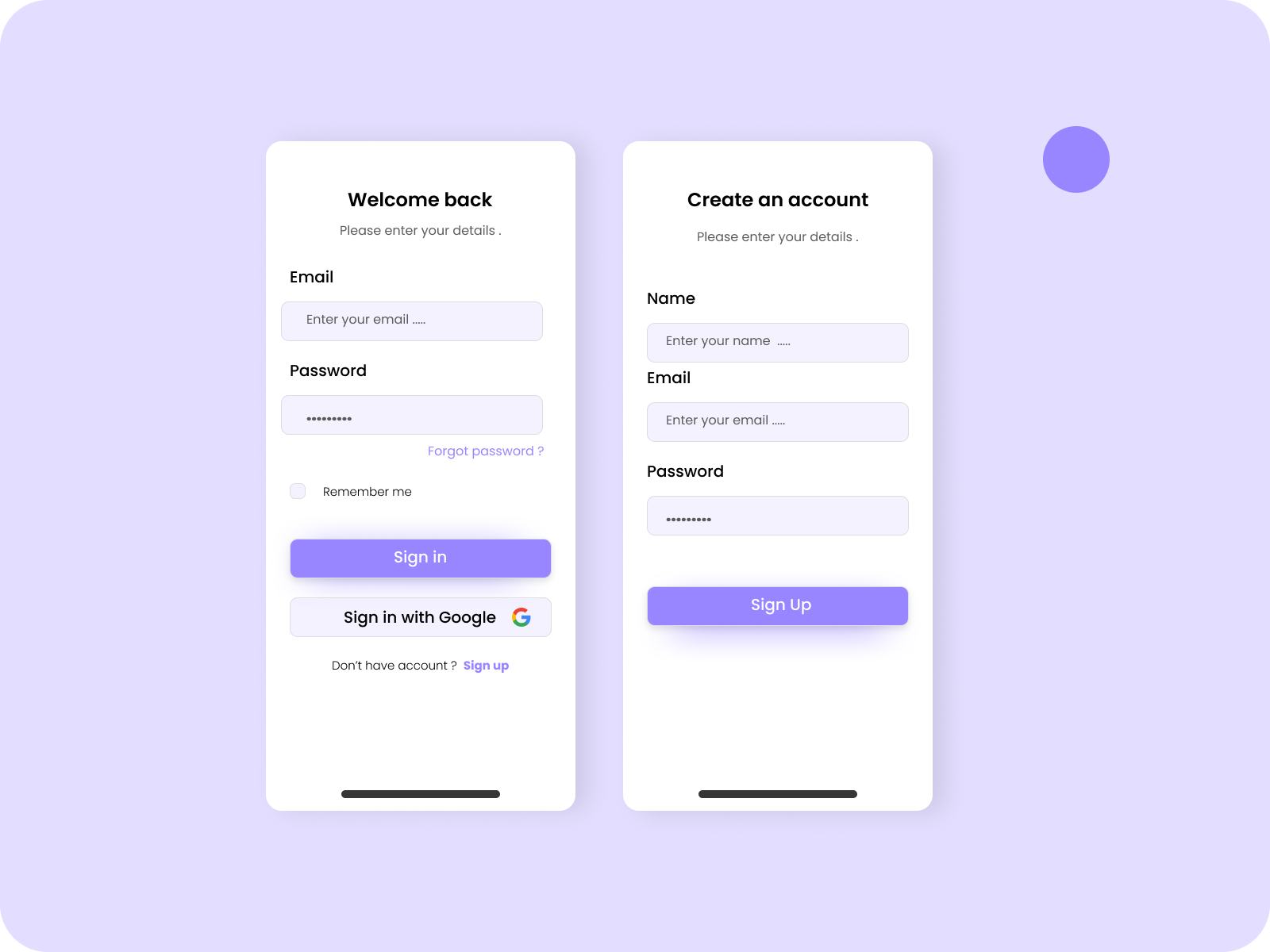 Sign in & Sign Up UI Concept by Bhavika Dalvi on Dribbble