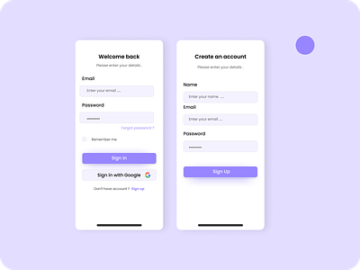 Sign in & Sign Up UI Concept by Bhavika Dalvi on Dribbble