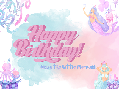 Little Mermaid Birthday Card design graphic design illustration