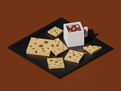 Coffee with Cookies 3d blender branding coffe cookies design graphic design illustration