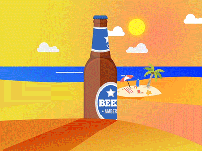 Summer on the beach with beer
